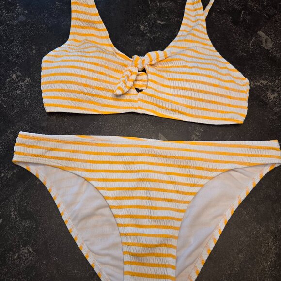 Cabana Del Sol Swimsuit Gold Stripe Bikini Size S - BEACH READY! - Picture 4 of 7
